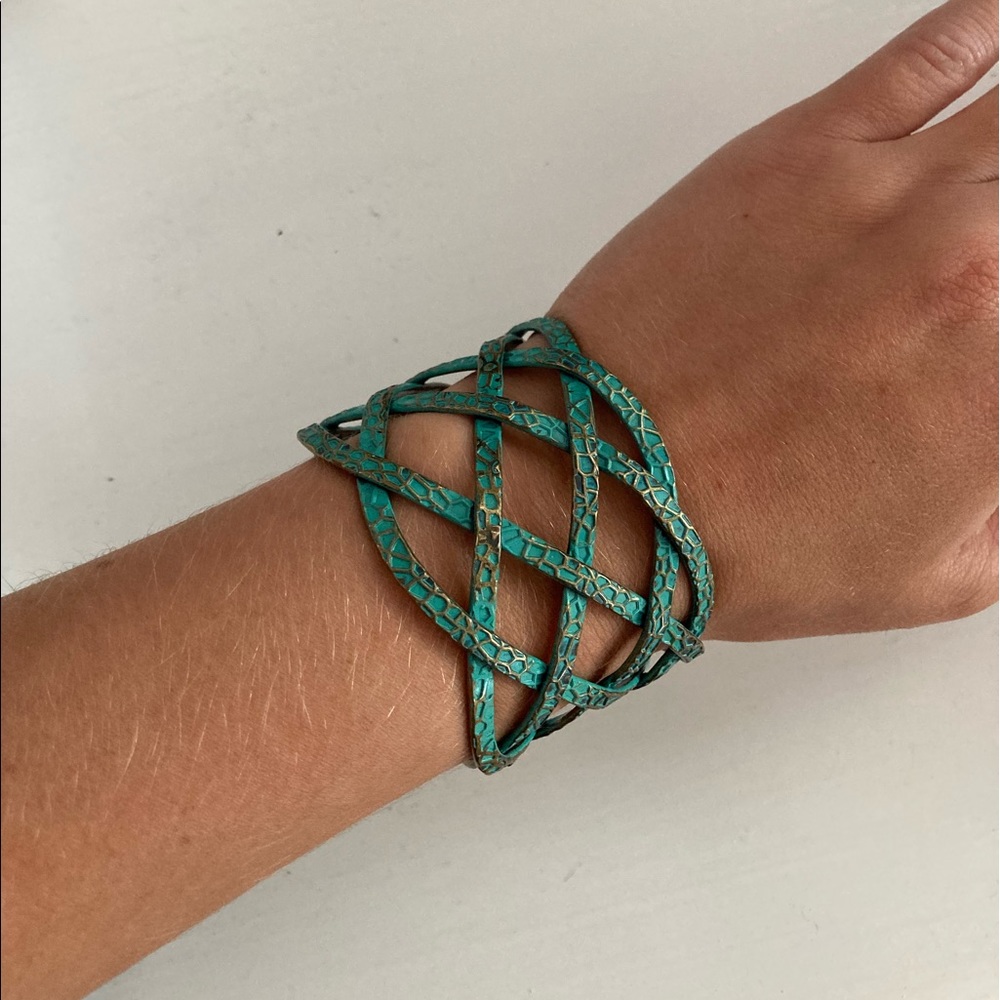 Woven Turquoise Leather Wrap Bracelet for Women